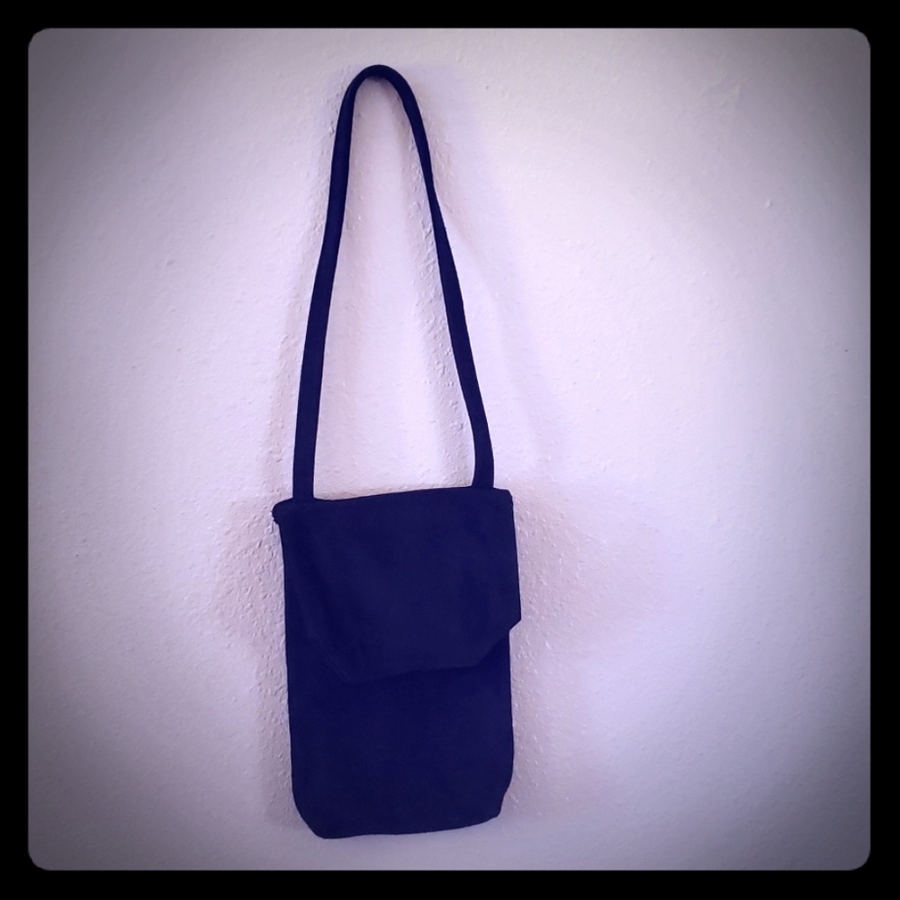 🦇navy blue suede leather shoulder bag